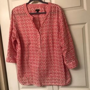 Talbots Woman red and off white blouse